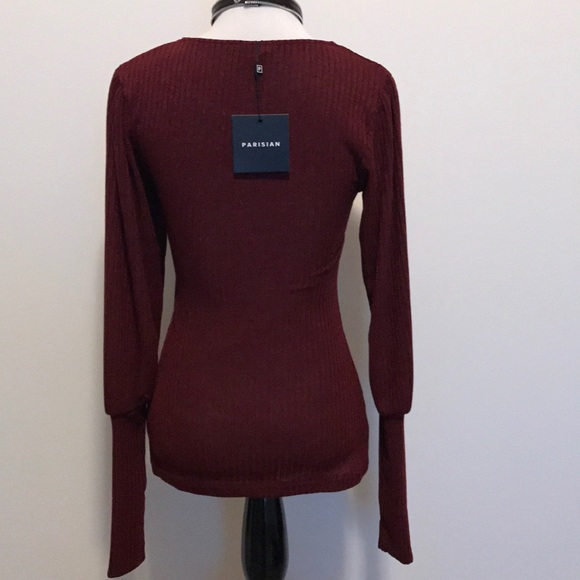 Last 1 ! NWT !  Wine rib detailed long-sleeve top - Picture 4 of 5